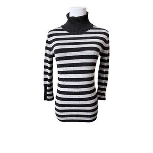 Express Design‎ Studio Gray Striped Turtleneck Sweater SMALL Cottagecore SALE